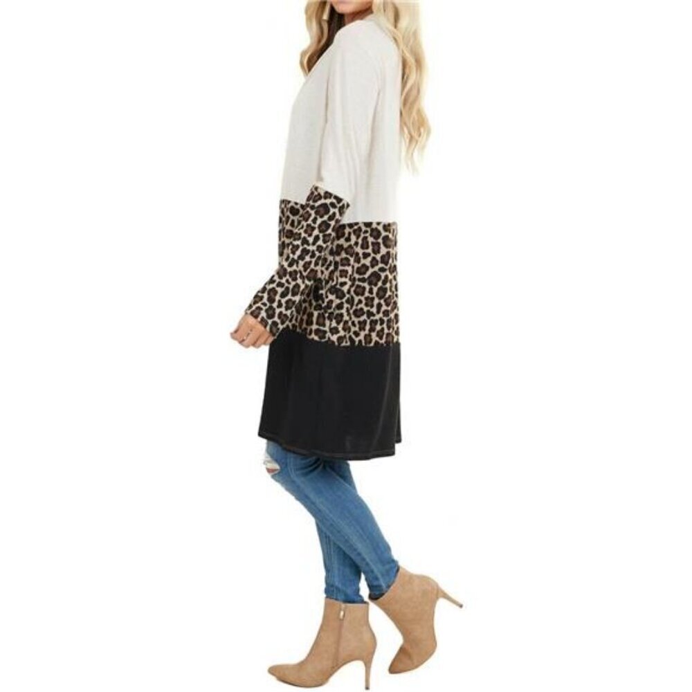 Lacozy Women's Open Front Long Cardigan Draped Snap Buffalo Plaid Shirt - Picture 3 of 6